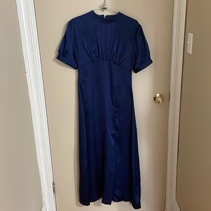 NWT, Angel Eye, blue satin dress, M